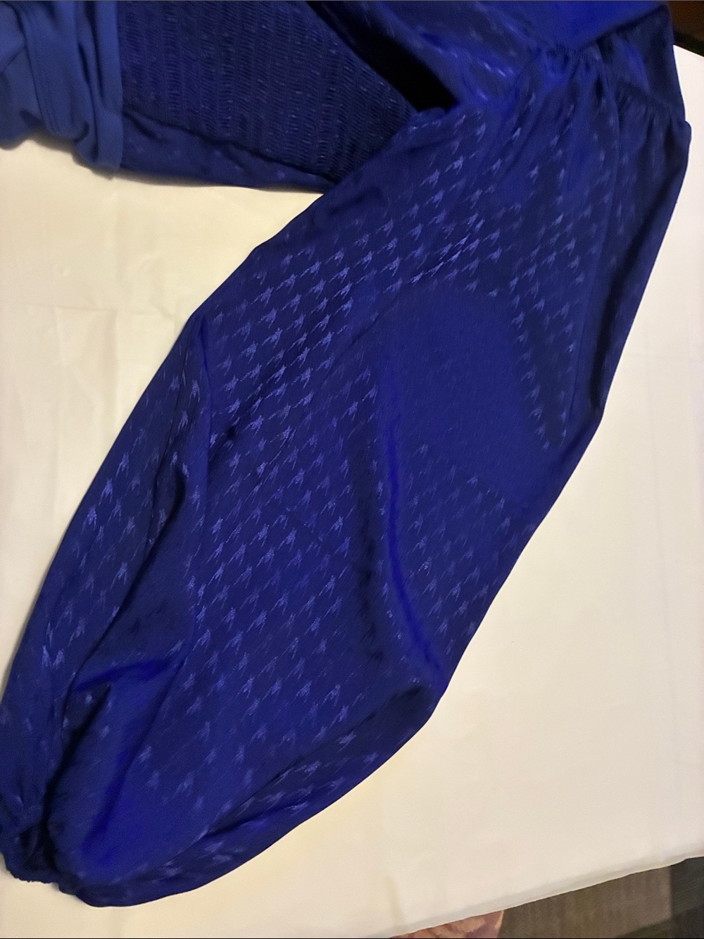 Express Cobalt Blue Puff-Sleeve Tie-Front Bodysuit - Picture 3 of 5